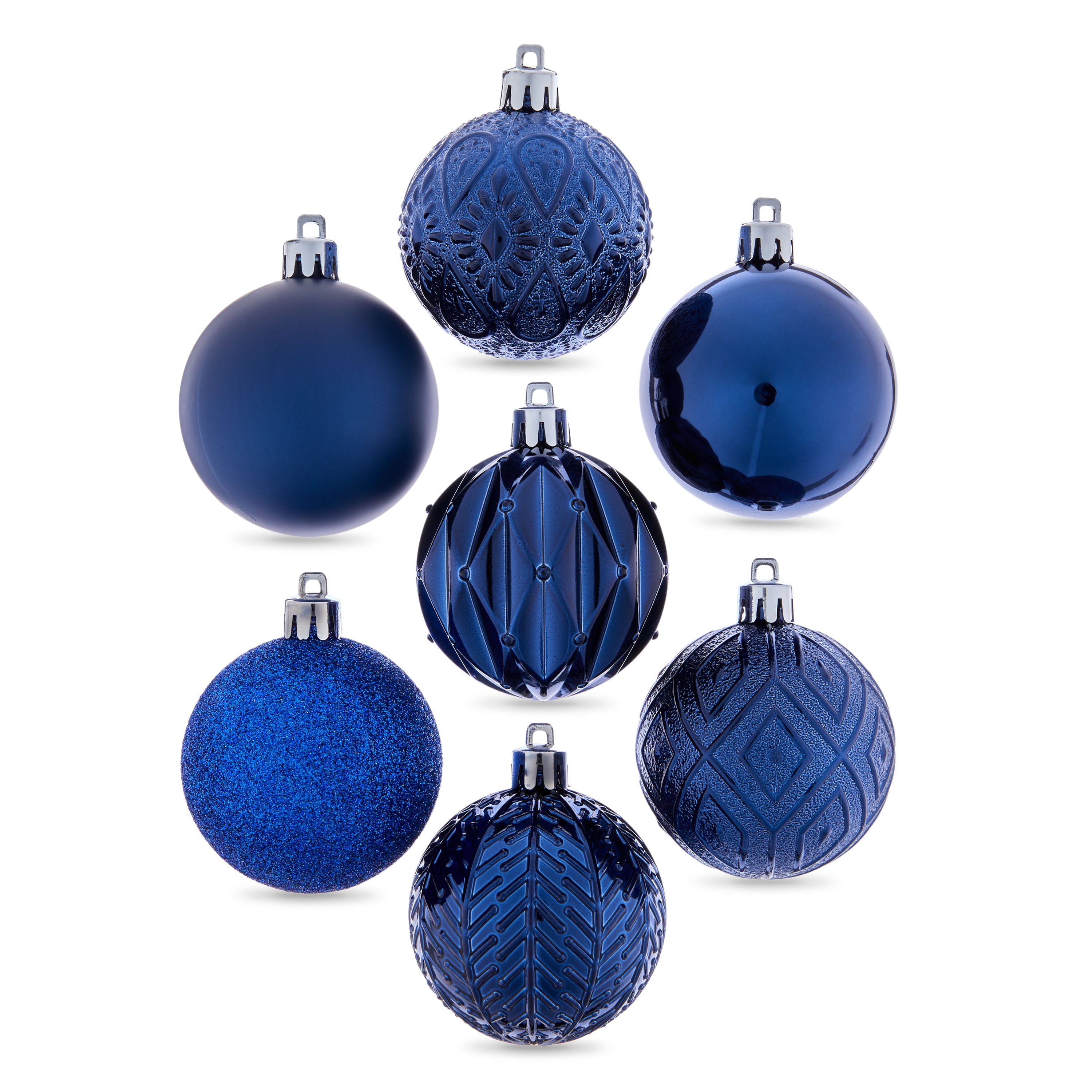 Holiday Time Shatterproof Ornaments, Navy Blue & Gold, 9 Count 