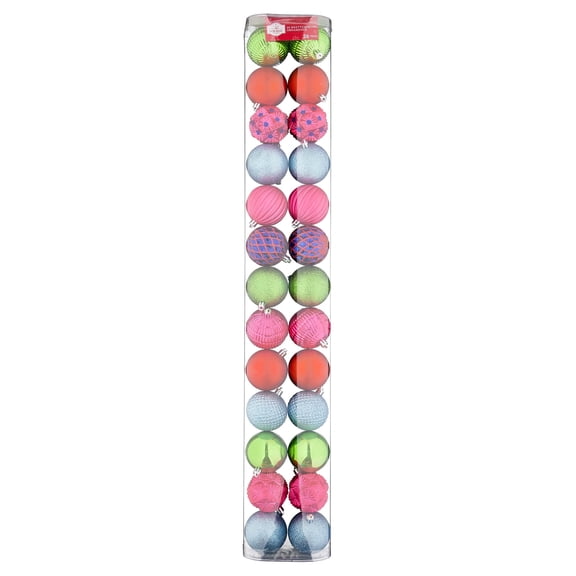 26-Count Multicolor Ball Shatterproof Christmas Ornaments, 3", by Holiday Time