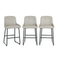 thumbnail image 1 of 26" Counter Height Bar Stools Set of 3, Faux Leather Upholstered Bar Chairs with Backrest & Footrest, Modern Kitchen Island Bar Stools with Metal Frame, Dining & Counter Stools for Kitchen, Gray, 1 of 5