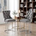 thumbnail image 1 of 26" Counter Height Bar Stools, Set of 2, Velvet Upholstered Kitchen Island Chairs, 1 of 10