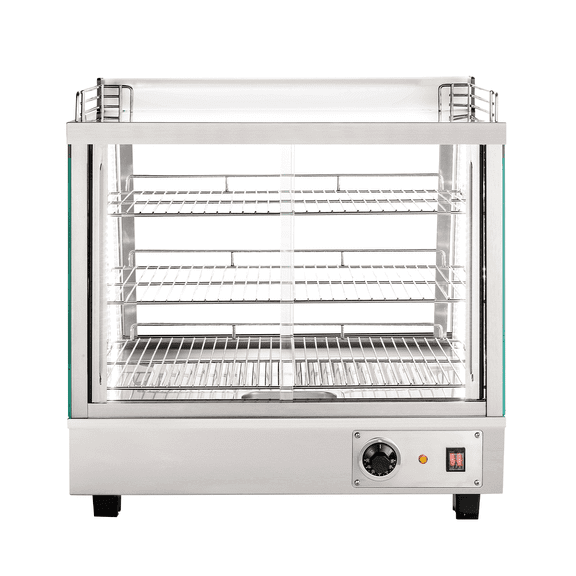 26'' Countertop Warmer Display Case, 3.4 Cu.Ft Commercial Food Warmer with Adjustable Shelves, Glass Sliding Doors, 3 Tier Electric Heated Display Cabinet for Buffet, Restaurant