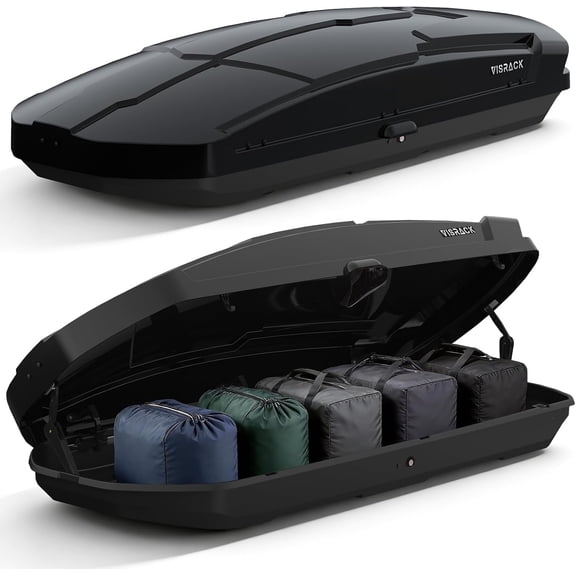 26 Cu Ft Extra Large Rooftop Carrier with Dual-Side Opening, Tool-Free Install, Hard Shell Roof Cargo Box, Secure Lock System Fits Most Roof Racks, Fits Up to 150 lbs, Black