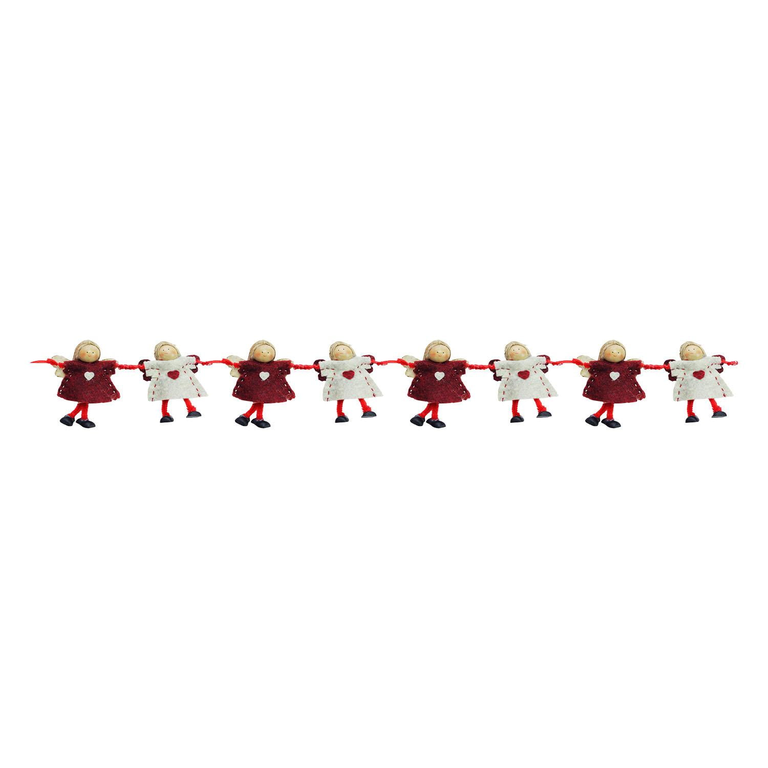 26" Decorative Plush Red and Beige Joined Hands Angel Dolls Christmas Garland - Unlit