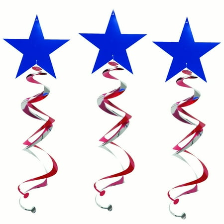 26" Double Hanging Swirl Patriotic Star Decorations, 3ct