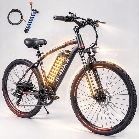 26" Electric Bicycle for Adults, Ebike with 500W Motor, Removable Battery & LCD Display, 7-Speed, 20MPH, 35+ Miles Full Suspension, Commuter Electric Bike, UL2849,Class 2