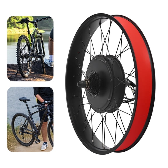 26" Electric Bicycle Conversion Kit Fat Tire E-Bike Rear Hub Motor LCD 48V 1000W