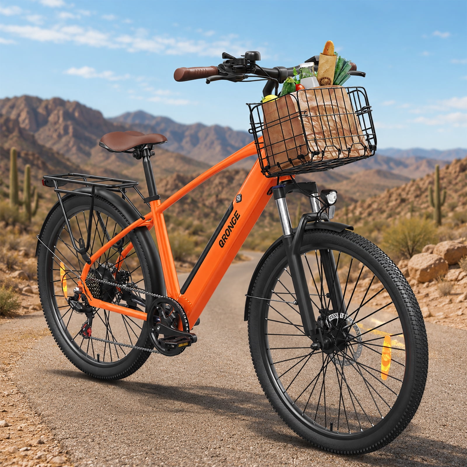 26" Electric Bike for Adults 1200W Peak Step over E Bikes 25 mph Adult Electric Bicycles up to 70 Miles Range 36V 12.8AH Battery Front Fork Suspension Ebike 7-Speed E-Mountain Bikes, UL2849 by SGS