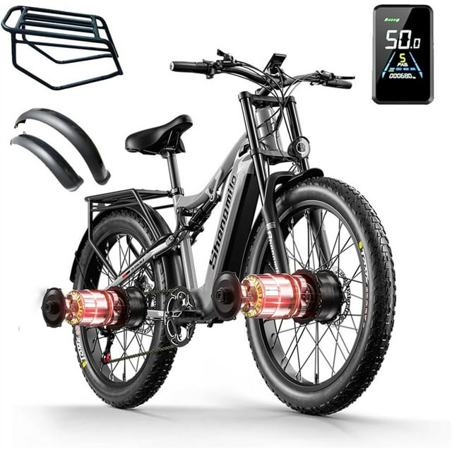 26" Electric Bike for Adults, 2000W Dual Motors EMountain Bicycle