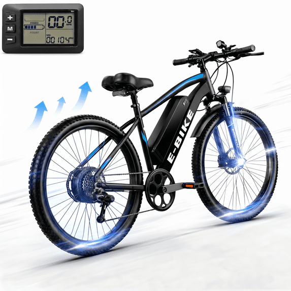 26" Electric Bike for Adults, 499W Peak Motor, 36V 12Ah Removable Battery, 19 mph, 30 miles Range, 7-Speed Suitable for Commuting, Shopping, Trip, UL 2849, Class 2