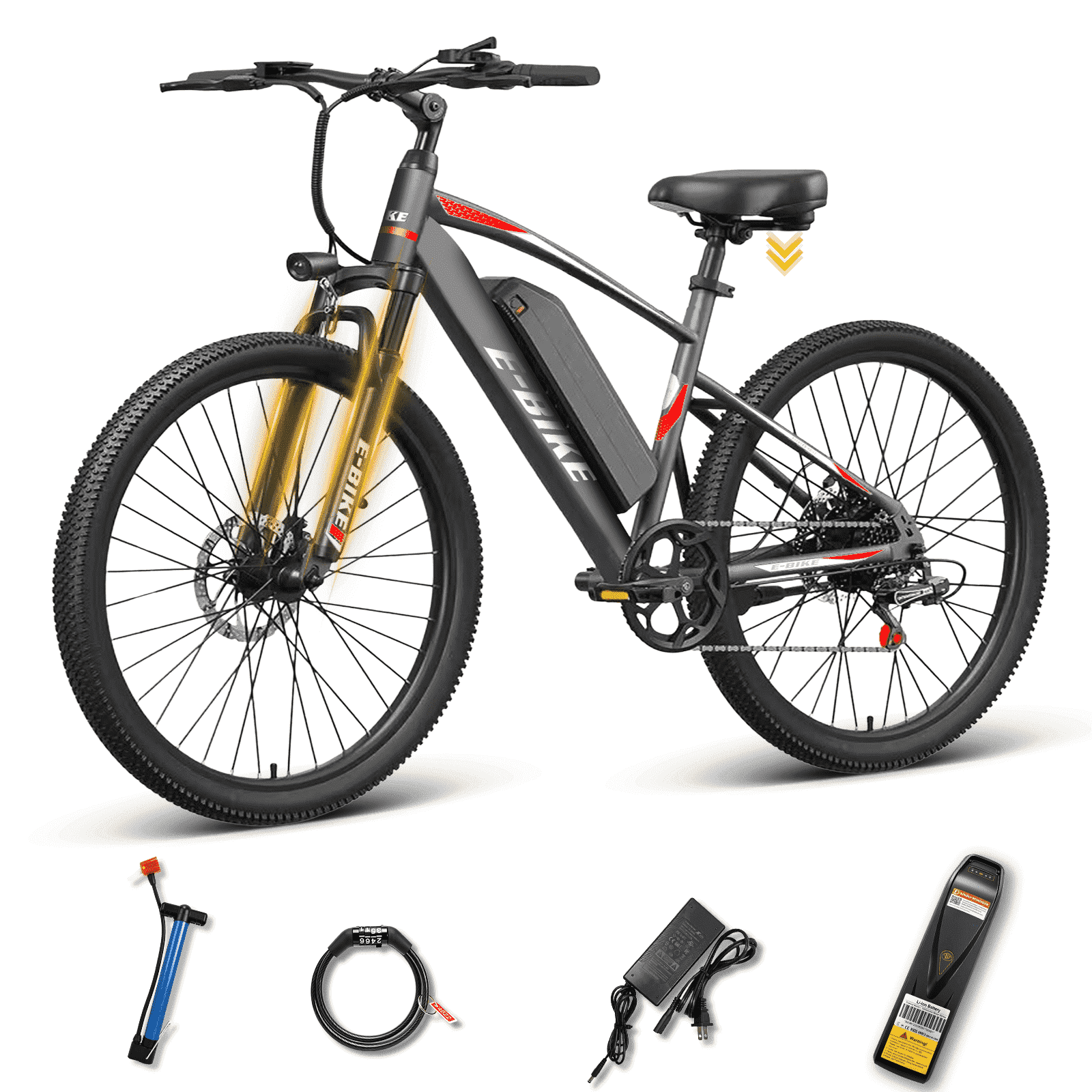 26"Electric Bicycles for Adults,Ebike with 749W Peak Motor,40 Miles 20MPH 432WH Removable Battery,7-Speed,UL2849
