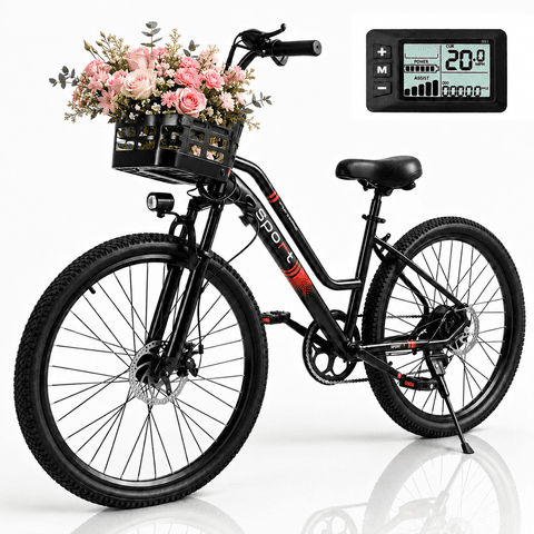 26" Electric Bike for Adults with Basket, 500W Motor, 20 MPH Speed, 35 Miles Range, 432Wh Removable Battery, UL2849 Certified, Dual Suspension Commuter Ebike