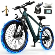 26" Electric Bike for Adult,400W Motor,Top Speed 25MPH,40Miles Long Range,City Commuting E-bicycle With Front Fork Suspension, Dual Disc Brakes