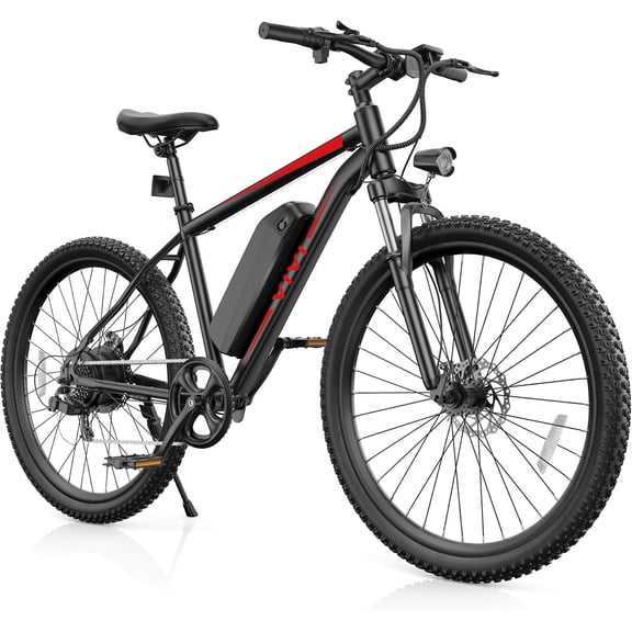 26" Electric Bike for Adults, 500W E-Bike with 48V 7.8Ah Battery, 19.8MPH 7-Speed, Front Suspension, Dual Disc Brakes, UL2849 Certified, Red