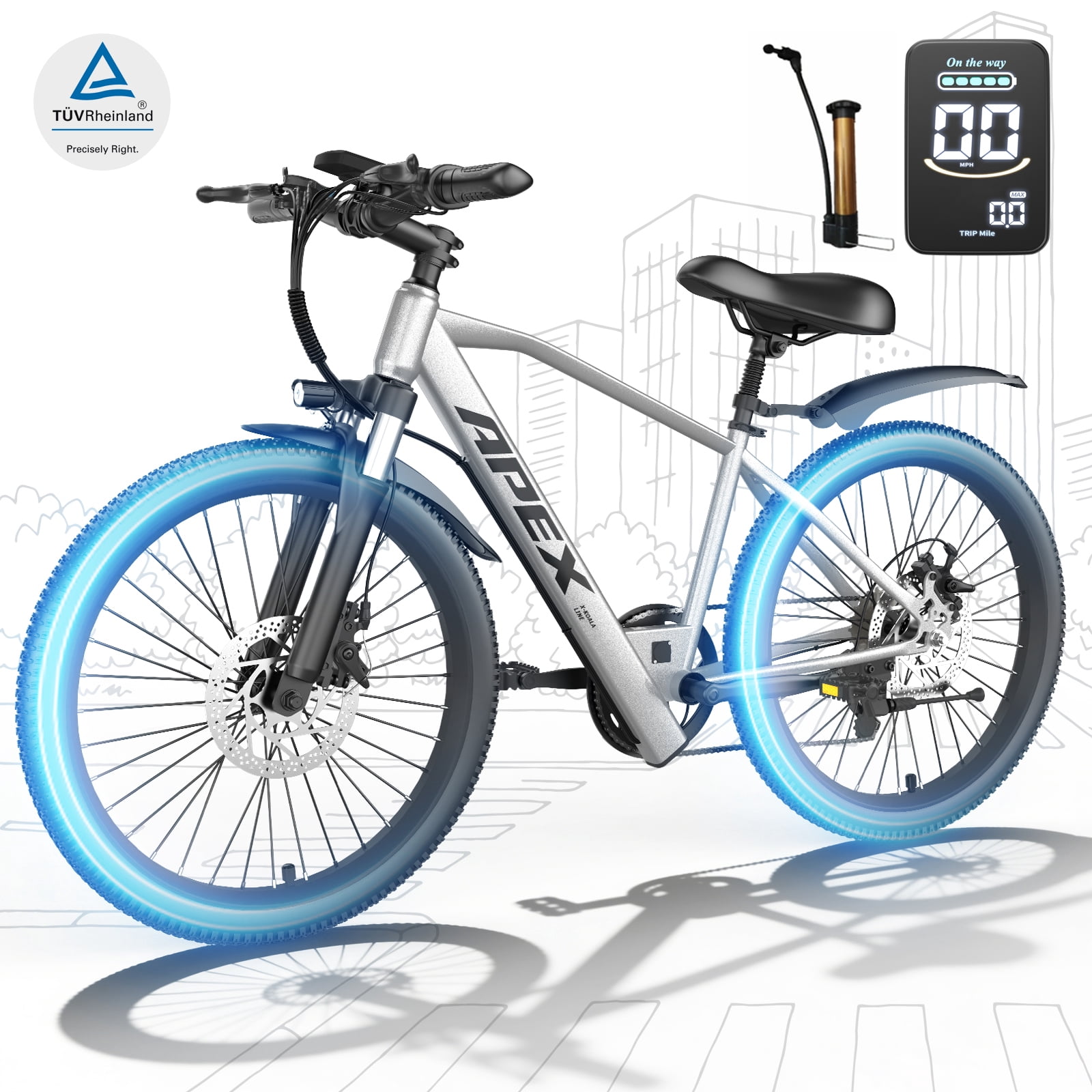 26" Electric Dirt Bike for Adults,1200W Peak Motor, 4 Modes & 7-Speed, UL2849 Certified,x Max 28Mph & 50Miles, Internal Removable Battery,Shock Absorber, Electric Mountain Bike