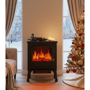 26" Electric Fireplace Freestanding Stove, 3D Flame, Remote Control, Adjustable Heat & 12H Timer, Safe & Stylish, Inky