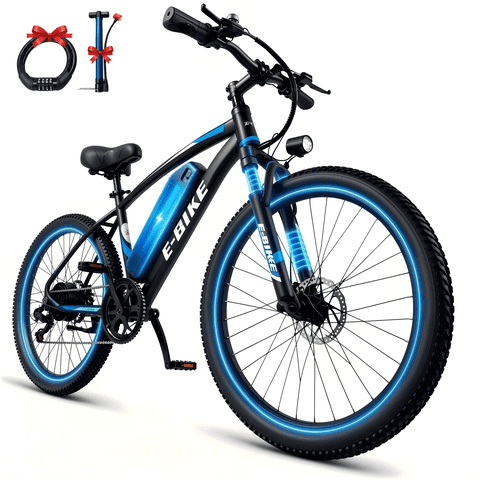 26" Electric Mountain Bike for Adults, 745W Peak Motor Ebike 20MPH, 432Wh Removable Battery Commuter E-Bike, 7-Speed Front Suspension, UL2849 Certified