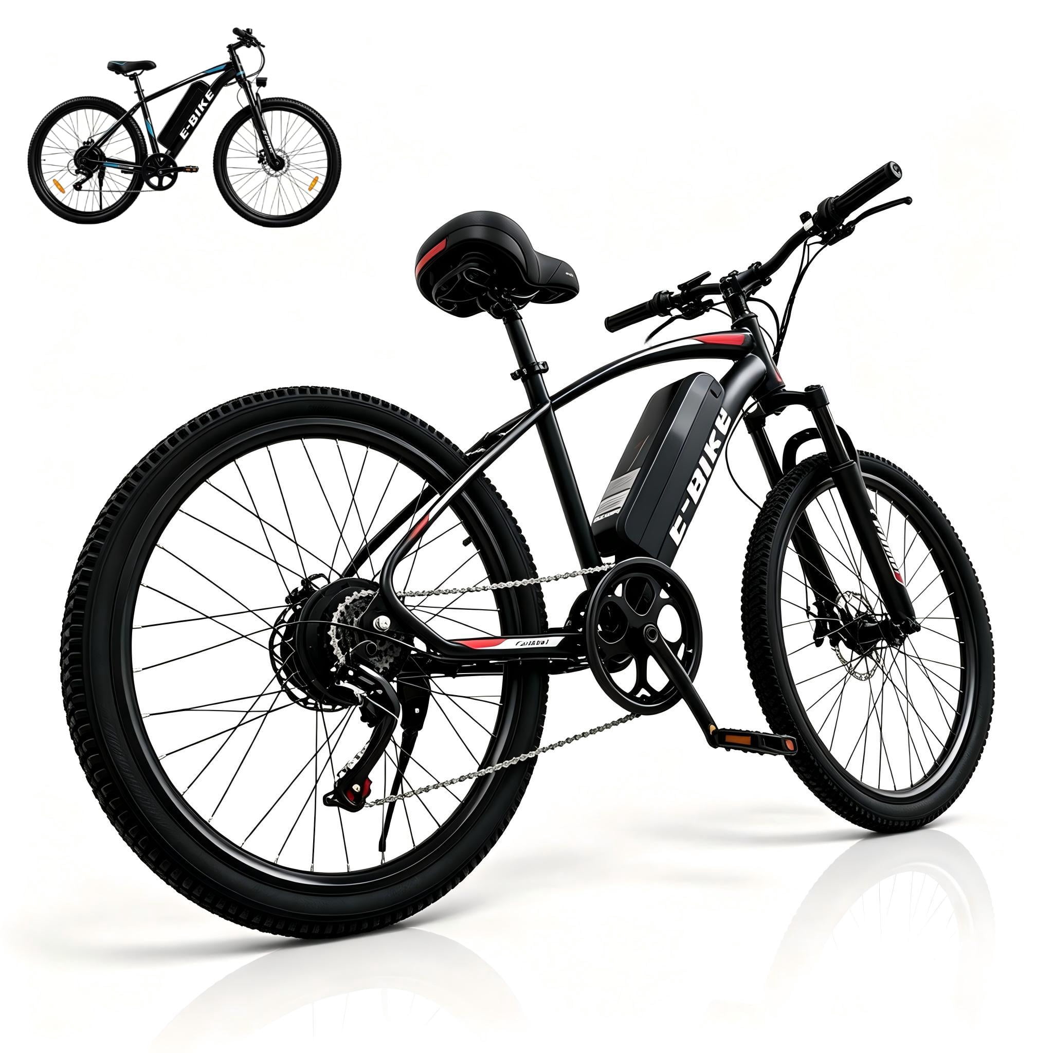 Electric Bike for Adults with 26" tire, 749W Peak Motor ebike 20MPH 40Mi Range, 432Wh Removable Battery Electric Mountain Bike, 7-Speed,UL2849,Class 2