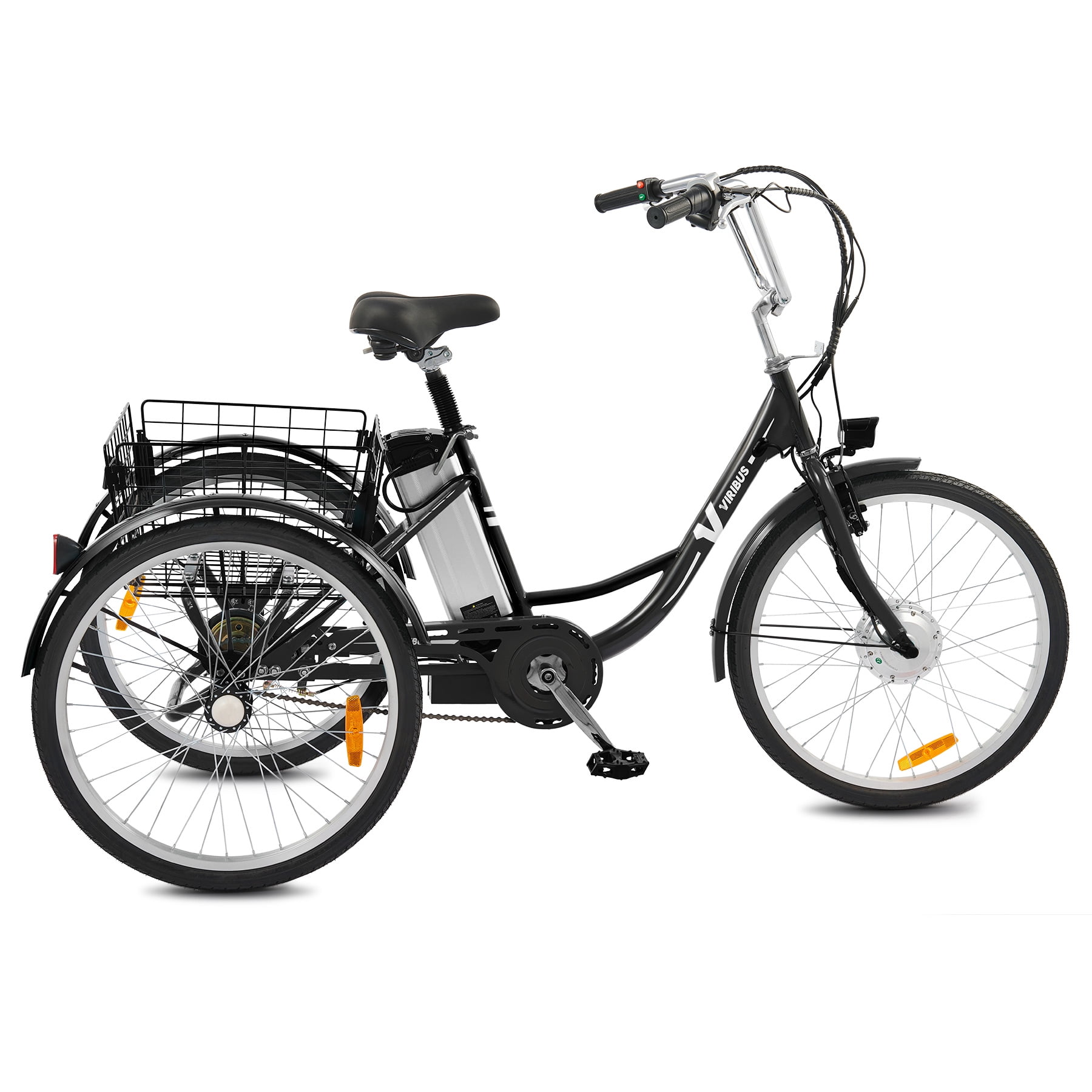 26 Electric Adult Trike for Seniors 3 Wheel Bike with Basket 250W Black Electric Tricycle Walmart