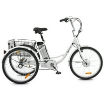 26" Electric Tricycle for Adults 3 Wheel Electric Bike 250W Electric Trike White