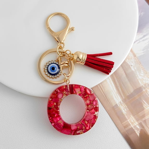26 English Alphabet Letter Tassels Keychain Crystal Acrylic Pendent Key ...