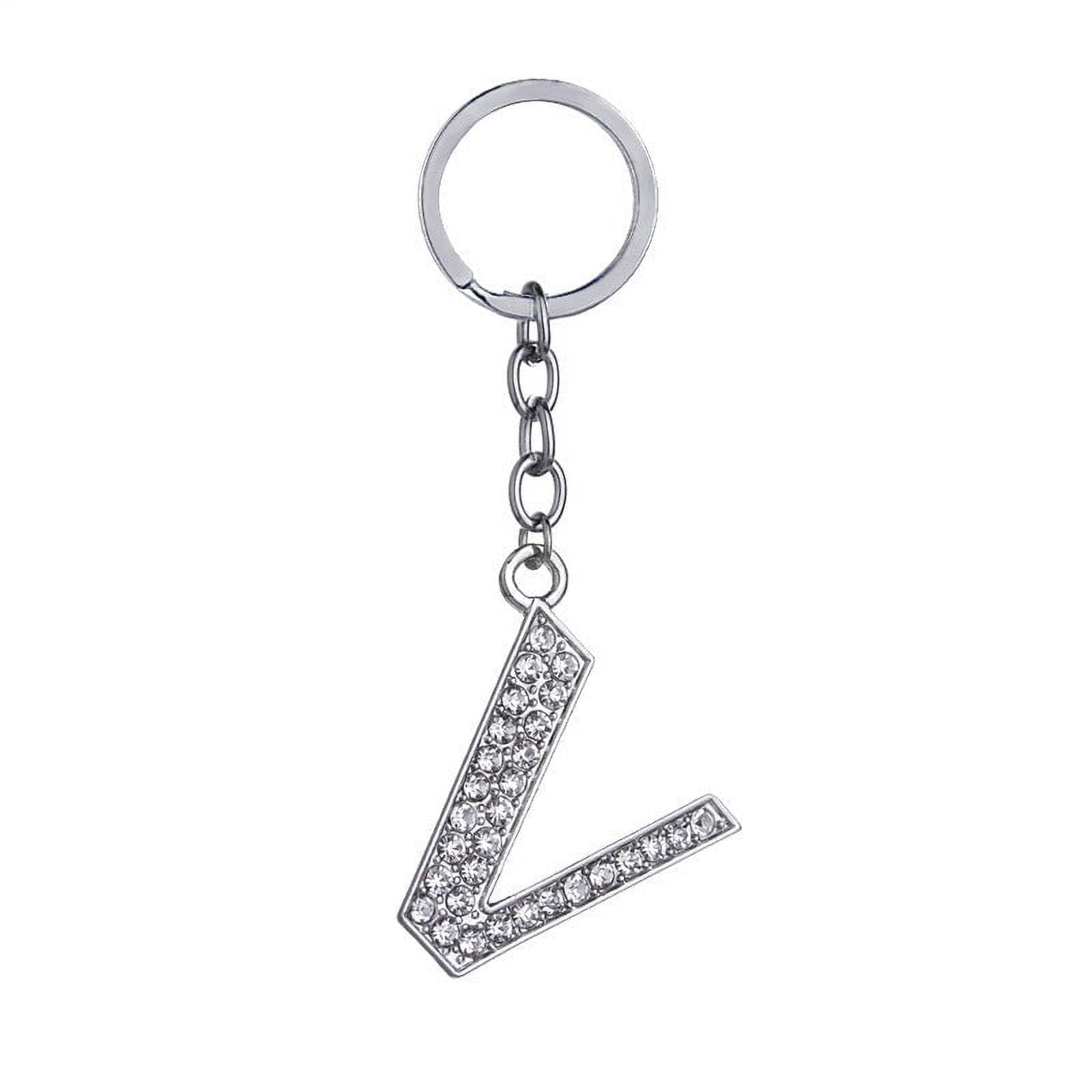 Unisex Keychain Zinc Alloy Diamond Letter Pendant Creative Heart Shaped Metal Key Ring Individually Packed Key