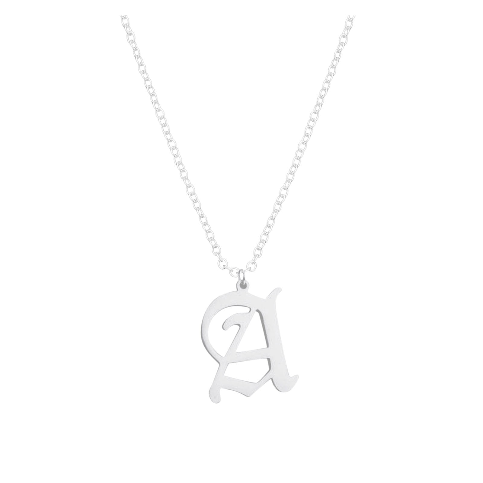 26 English Letters Pendant Necklace For Women Silver Stainless Steel