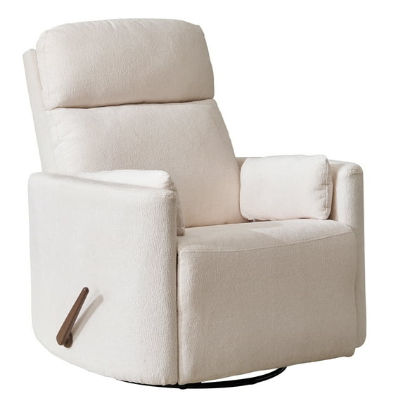 26" Extra Wide Oversized Swivel Rocker Recliner with Massage and Heat, Rocker Nursery Recliner for Adults with Adjustable Headrest and 3 Pillows, White