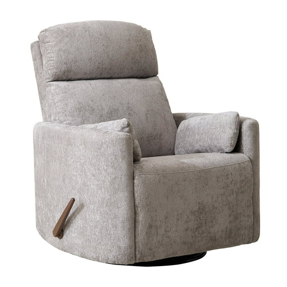 Extra Wide Oversized Swivel Rocker Recliner with Massage, Heat, and Adjustable Headrest, Light Grey