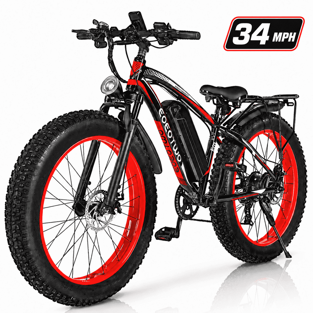 EOEOTWO 26" Fat Tire Electric Bike for Adults, 1500W Motor 34Mph, 48V 15Ah Battery 60Miles Range, Mountain Ebike, UL 2849 Certified