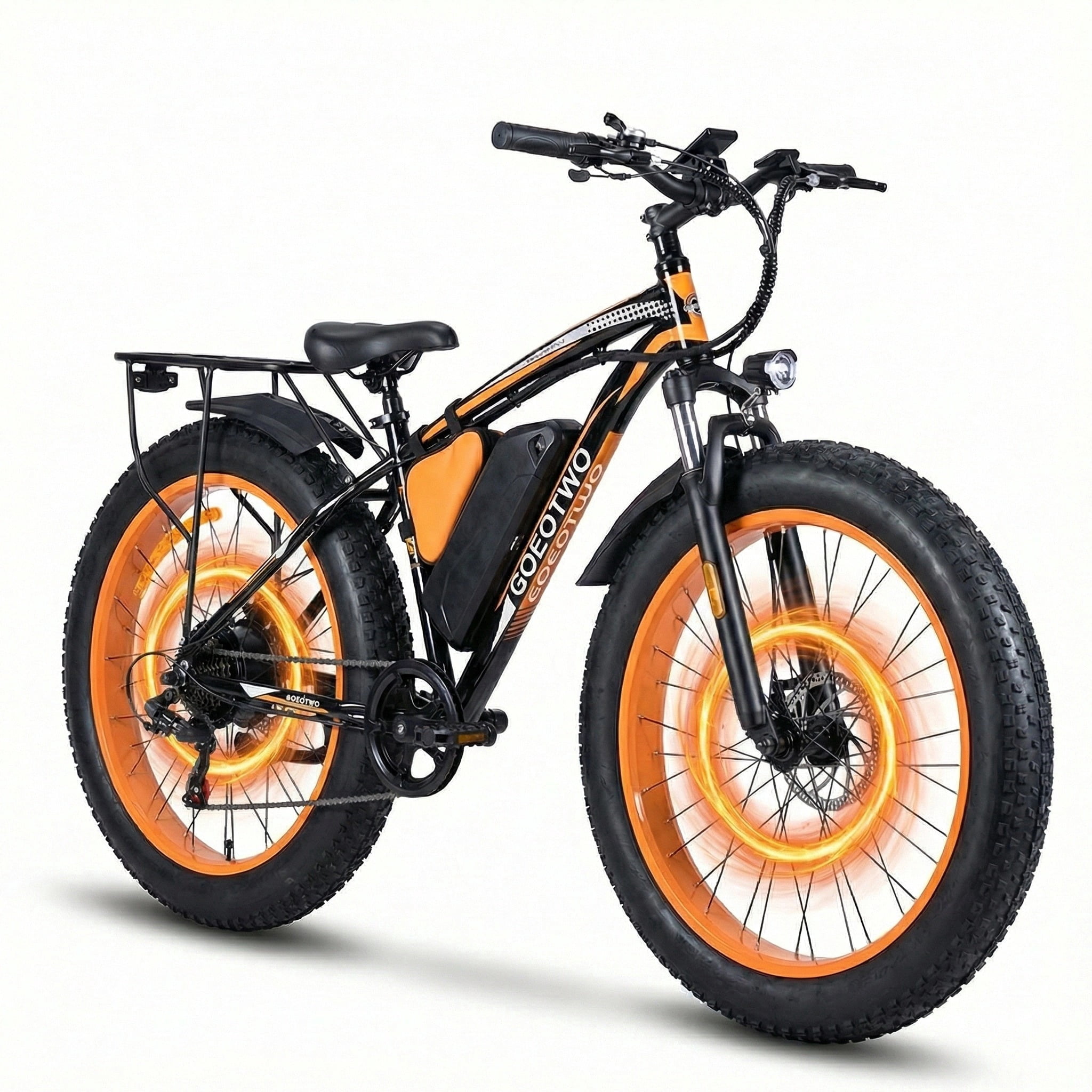 26" Fat Tire Electric Bike for Adults, 1500W Peak Motor, 48V 20Ah Battery Up to 80 Miles, 30MPH Top Speed, 7-Speed, Front Suspension, Rear Rack, All-Terrain Off-Road E-Bike