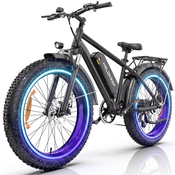 750W 1500W Electric Bike for Adults, 48V 15.6Ah Removable Battery, 26x4" Fat Tire Ebike, 7 Speed Shimano, Rear Rack, UL2849, Black