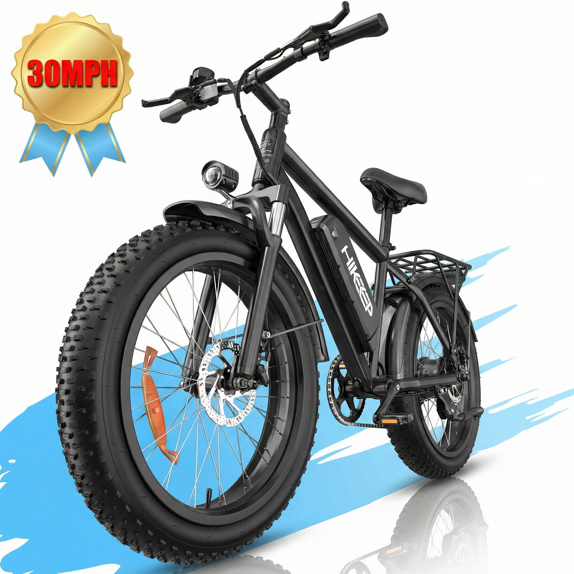 750W 1500W Electric Bike for Adults, 48V 15.6Ah Removable Battery, 26x4" Fat Tire Ebike, 7 Speed Shimano, Rear Rack, UL2849, Black