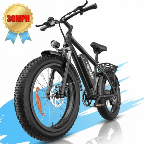 750W 1500W Electric Bike for Adults, 48V 15.6Ah Removable Battery, 26x4" Fat Tire Ebike, 7 Speed Shimano, Rear Rack, UL2849, Black