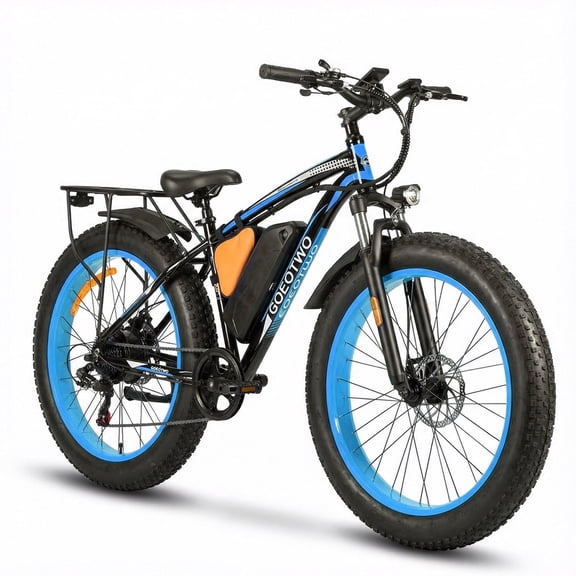 26" Fat Tire Electric Mountain Bike, 1500W Peak Motor, 30MPH Max Speed, 48V 20Ah Long-Range Battery Up to 80 Miles, 7-Speed, Front Suspension, Rear Rack, All-Terrain E-Bike