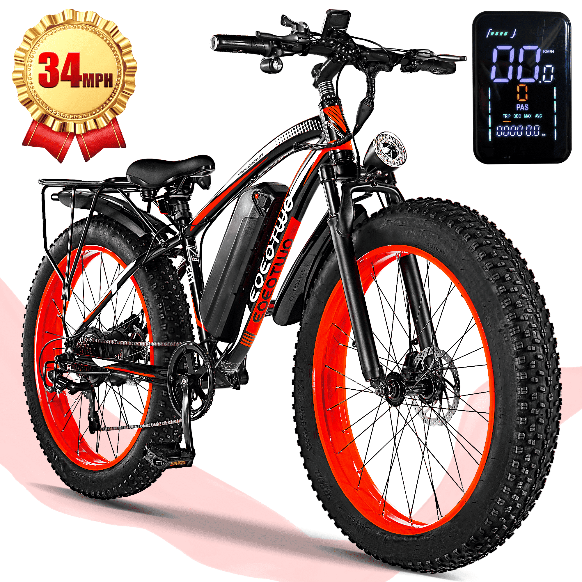 EOEOTWO 26'' Fat Tire Electric Mountain Bike for Adults, 1500W 48V