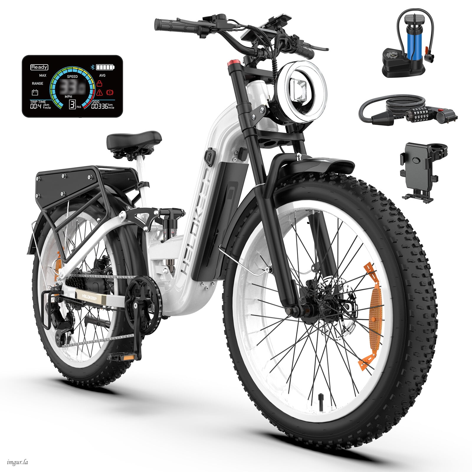 Helokeep 26" Fat Tire Class 3 Electric Bike for Adults, 750W Motor 28MPH, 48V 25Ah Removable Battery, UL2849 Certified-Black