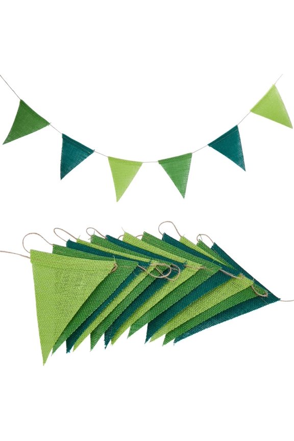 26 Feet St Patricks Day Burlap Banner Green Triangle Pennant Banner Flag Spring Holiday Bunting Garland for Wedding Birthday Party Home Outdoor Camping Garden Hanging Festival Decorations
