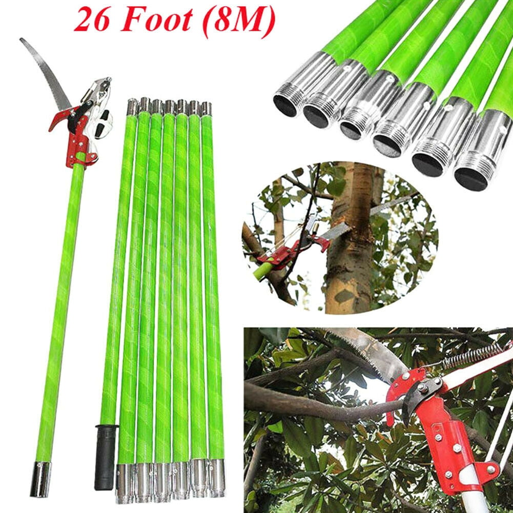 26 Foot Tree Trimmer Pole Manual Pruner Cutter Set Extension Cut Tree Branch Garden Tools
