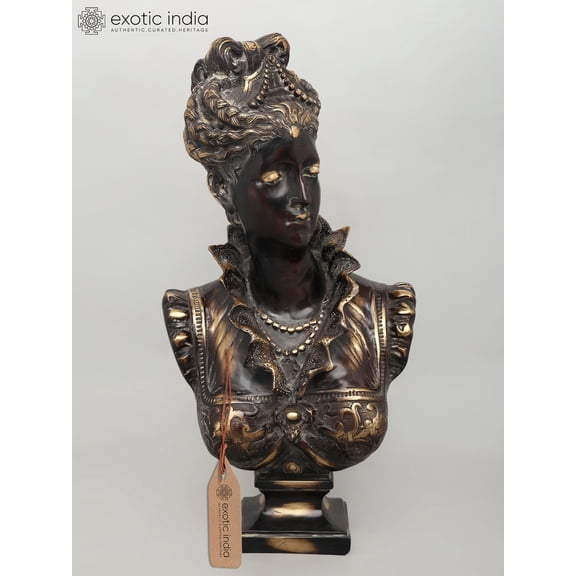 26" French Lady Bust | Brass Sculpture | Home Decor