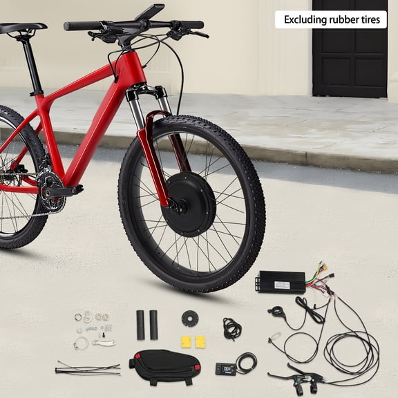 26" Front Wheel E-Bike Hub Motor Conversion Kit, 1500W DC48V Electric Bicycle Conversion Kit with Speed Adjustable & LCD Meter, E-Bike Hub Motor Conversion Kit