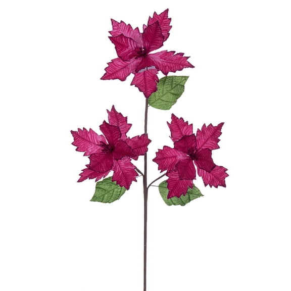 26" Fuchsia Velvet Trio 6" Flower 3/Bag