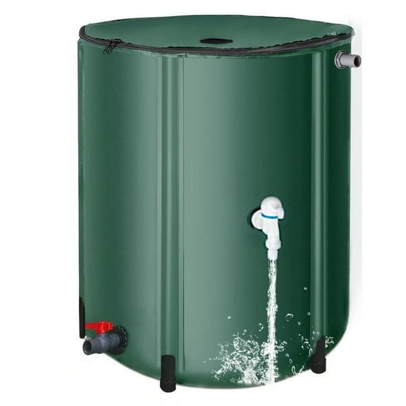 26 Gallon Foldable Portable Rainwater Collection Storage Bucket with Garden Hose with Graduation Markings and Faucet