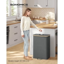 SONGMICS Recycling Bin for Kitchen 26.4 Gallon. Bottle Recycling Container, Collection Bin, for Metal, Plastic, Paper, Glass, Inner Bag with Handles, Kitchen, Slate Gray and Natural Beige