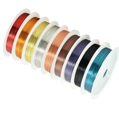 26 Gauge Copper Wire for Making - 9 Colors Dead Soft Bendable Craft Wire, 0.4mm Beading Wire for Bracelets, Rings, Earrings, Wire Wrapping - 9 Yards Each
