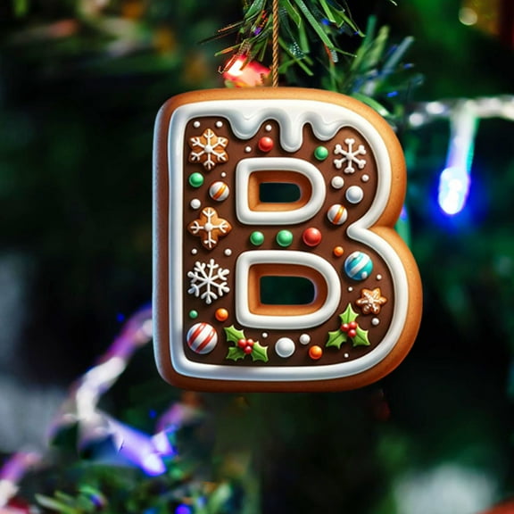 26 Gingerbread Alphabet Letter Ornaments, Christmas A to Z Letters - Xmas Tree Hanging Ornaments for DIY Crafts