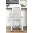 thumbnail image 1 of 26" Gray And White Faux Leather And Solid Wood Counter Height Swivel Bar Chair, 1 of 3
