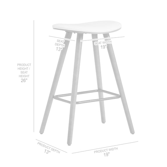 26" Gray Faux Leather Backless Black Wood Bar Stool