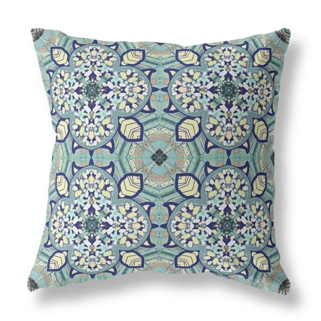 26â€ Green Cream Cloverleaf Indoor Outdoor Zippered Throw Pillow
