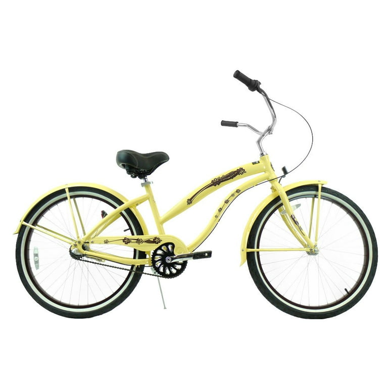 26 GreenLine Kruiser3APL Ladies Shimano NEXUS Internal 3 Speed Aluminum Beach Cruiser Bike Vanilla with Brown Walmart