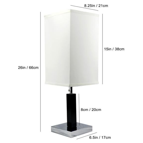 26"H Brown Square Wooden Table Lamp, Modern Farmhouse Decor